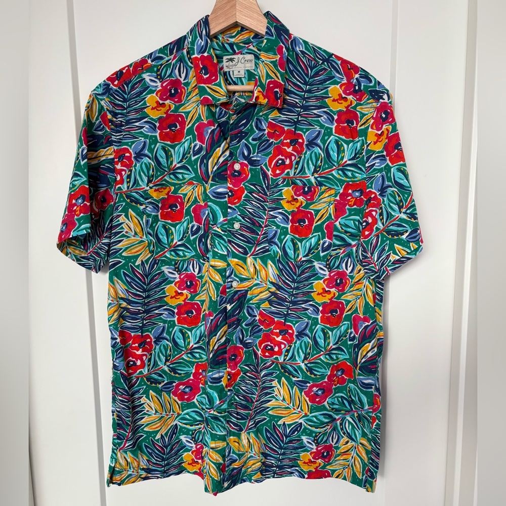 J.Crew Men's Floral Camp Shirt - Size M